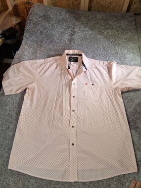 Wrangler Men’s George Strait Short Sleeve Peach Geo Button-Down Shirt